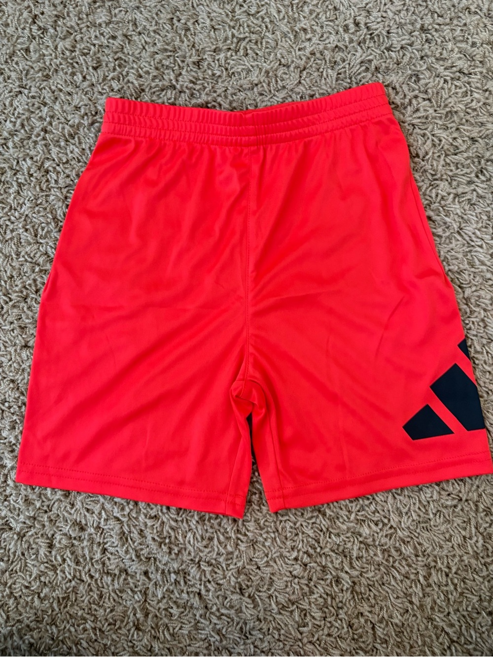 adidas Bright Red Boys Athletic Shorts with Black Logo, size 6